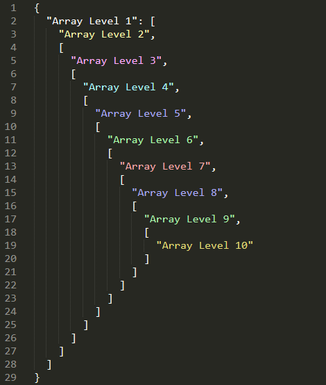 Monokai JSON, nested arrays