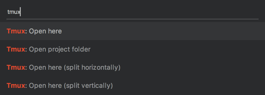 tmux commands in the Command Palette