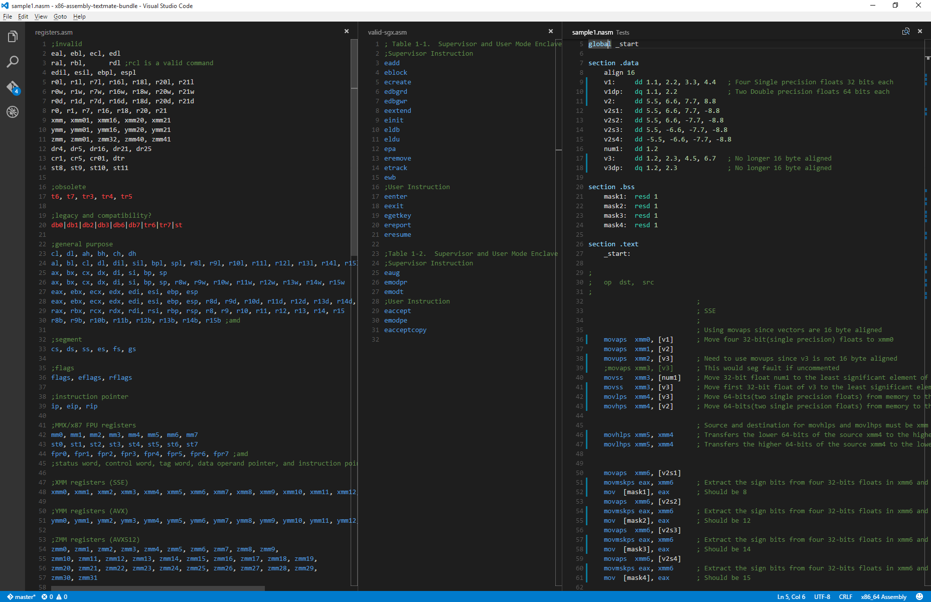 Visual Studio Code with default Dark color theme