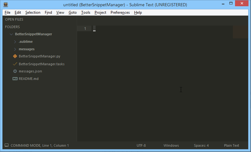 demo listing Sublime Text snippets using BetterSnippetManager