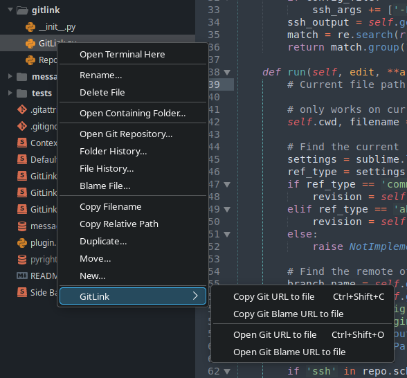 Right click in the sidebar