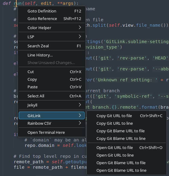 Right click in a file