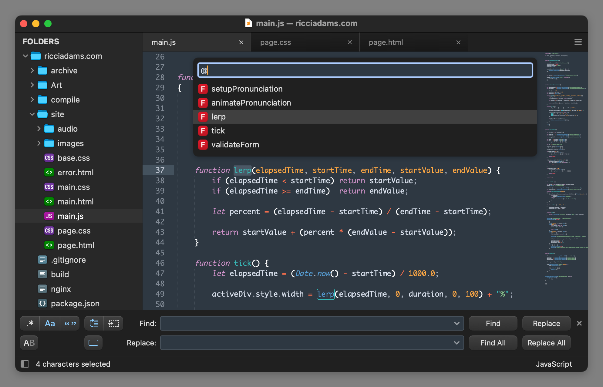 Dark mode screenshot