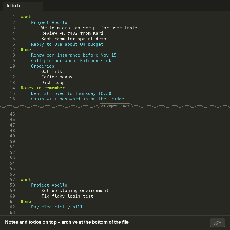 Archive nested lines demo
