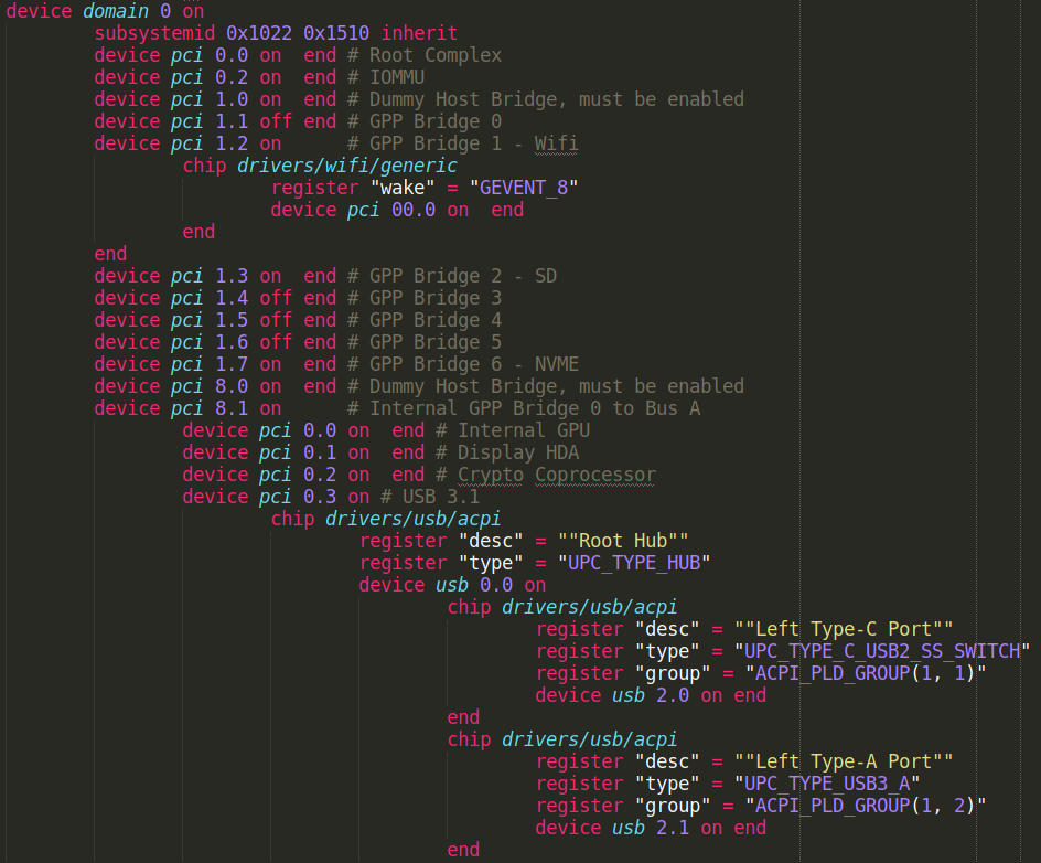 Coreboot Device Tree Screenshot