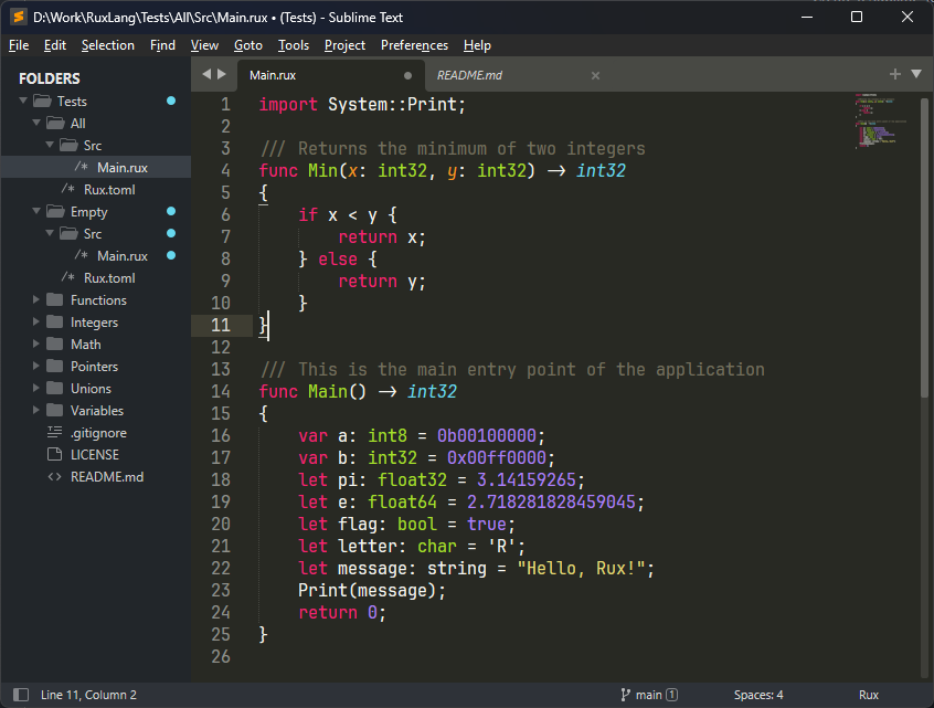 Rux syntax highlighting preview