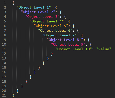 Monokai Neue JSON, nested objects