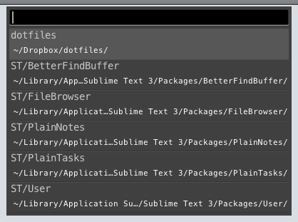 SublimeFileBrowser Jump List is quick panel