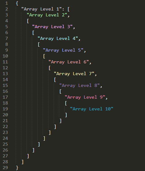 Monokai Chalk JSON, nested arrays