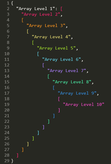 Monokai Neon, nested arrays