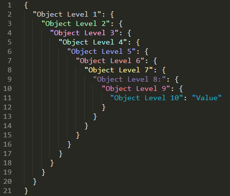 Monokai Chalk JSON, nested objects