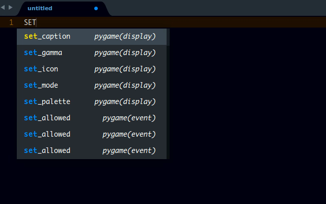 Pygame Completions