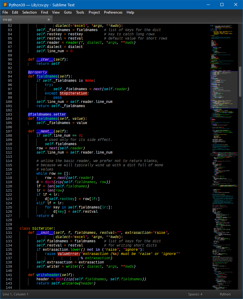 Python with Neon Color Scheme